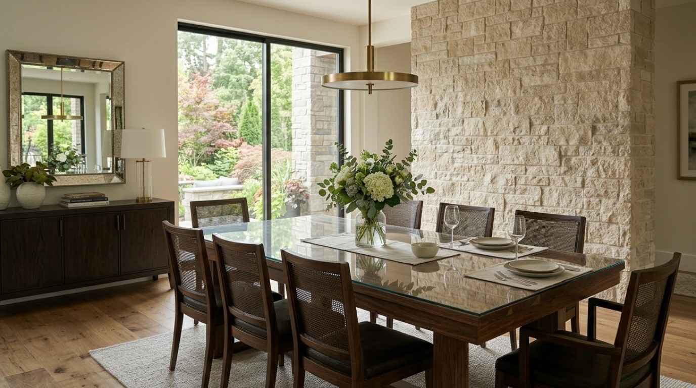 Tempered glass countertop on a kitchen island