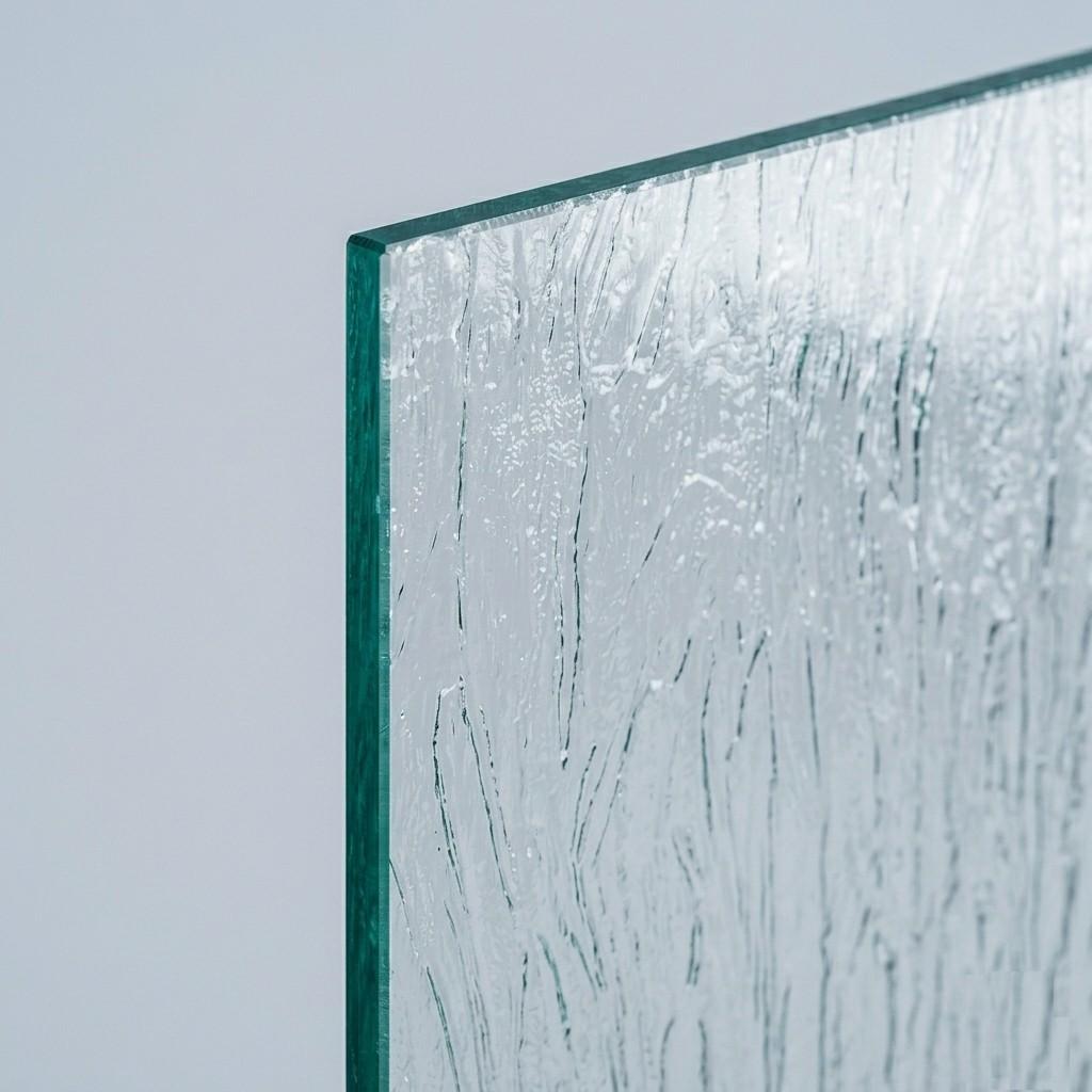 Barock textured glass with irregular relief pattern